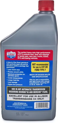 Vista 2 de Lucas Oil 10052-PK6 Líquido de transmisión automática semisintético - 1 cuarto de galón, paquete de 6