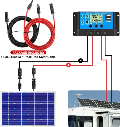 Vista 8 de Vansdon Cable de extensión de panel solar de 2 x 50 pies, cable solar de 10 AWG con conectores impermeables hembra y macho para RV, sistemas