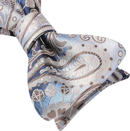 Vista 119 de HISDERN Pajaritas para hombre, corbatín de cachemira para hombre, corbata de lazo y bolsillo cuadrado, juego formal de esmoquin para boda