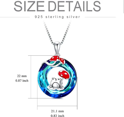 Vista 4 de YOSOPRETTY Collar de seta de plata de ley 925 con colgante de árbol de la vida de rana, caracol, fase lunar, collar con colgante de hongo, joyería