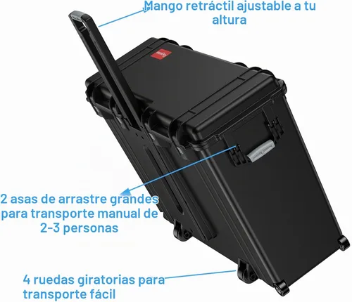 Vista 5 de Regetek Estuche rígido con ruedas y mango de rueda, 37 x 15 x 26.5 pulgadas, maletero de almacenamiento extra profundo y resistente, caja