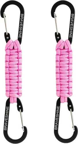 Vista 15 de BRAVESHINE Mosquetón de llavero con clip de paracord, gancho de anillo en D para lanyard, colgador para cochecito, llavero para botella de agua