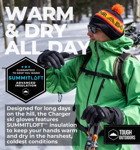 Vista 2 de Guantes de nieve con correas en las muñecas,para esquí y snowboard, resistentes al agua y al viento, exterior de nailon, aislamiento térmico y palma