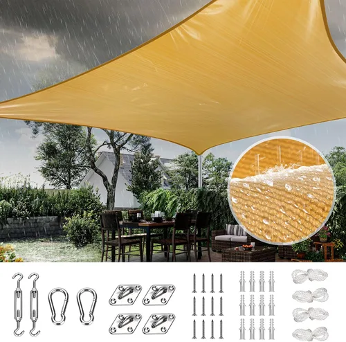 Vista 19 de Quictent Toldo rectangular de polietileno de alta densidad de 6.53 oz, 98% de bloqueo UV, para patio, jardín, cubierta comercial con kit de Marrón