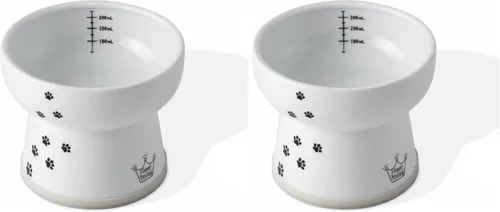 Vista 13 de NECOICHI - Cuenco elevado para agua para gatos, elevado, con líneas de medición, apto para lavavajillas y microondas (gato, extra alto) color blanco