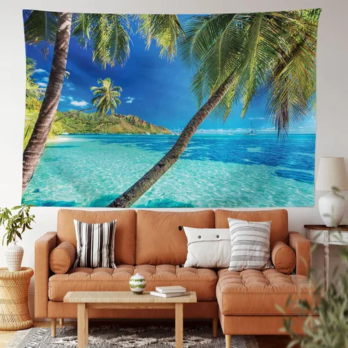 Vista 147 de Ambesonne Tapiz Trippy, vista panorámica de la cascada con bosques de ensueño y mandala oriental psicodélico, decoración de tela para colgar
