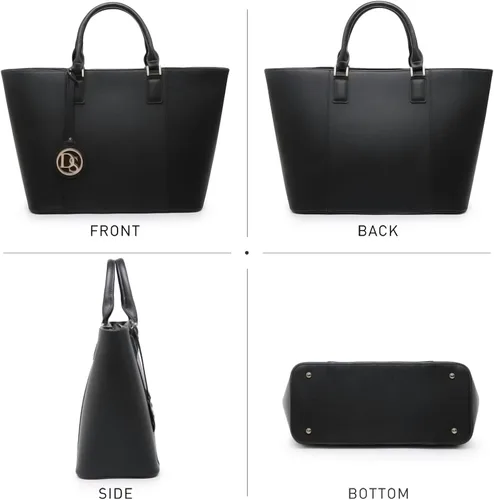 Vista 4 de DASEIN - Bolsa de mano para mujer, bolsa tipo bandolera, asa superior, bolsa plana para trabajar