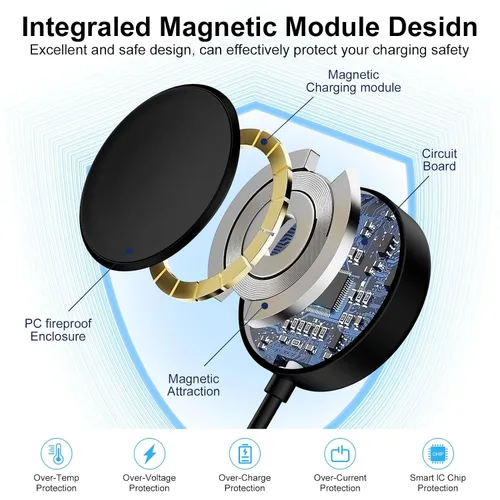 Vista 6 de Cargador de reloj Samsung de carga rápida para Samsung Galaxy Watch 8 Classic/8/Watch 7/Ultra/6 Classic/6/5 Pro/5/4/3/Active2/Active, cargador