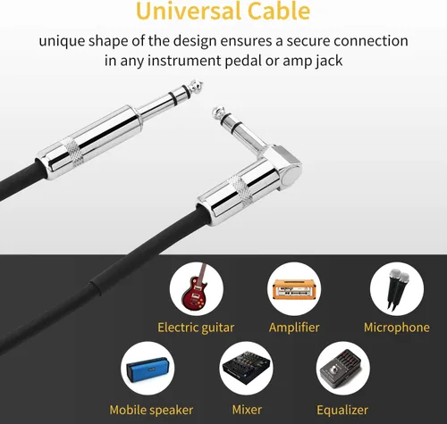 Vista 4 de Donner Cable TRS de 6 pies, cable de conexión estéreo equilibrado, resistente, sin zumbido de 1/4 pulgadas, ángulo recto macho a cable recto TRS