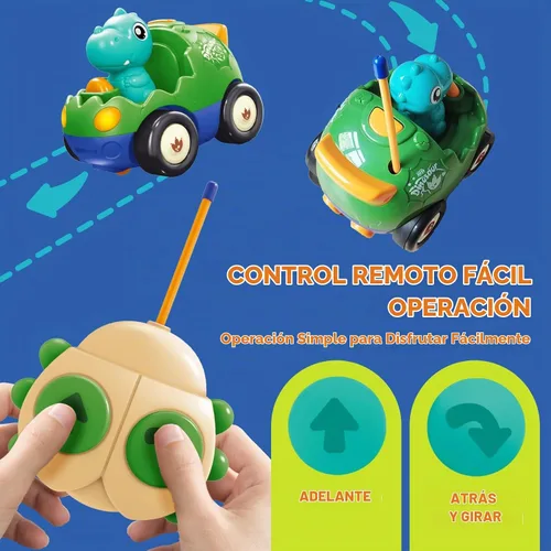 Vista 5 de Pup Go Auto RC de dinosaurio para niños de 18 meses + con 2 muñecas Coche Dino Verde Oscuro (49 Mhz)