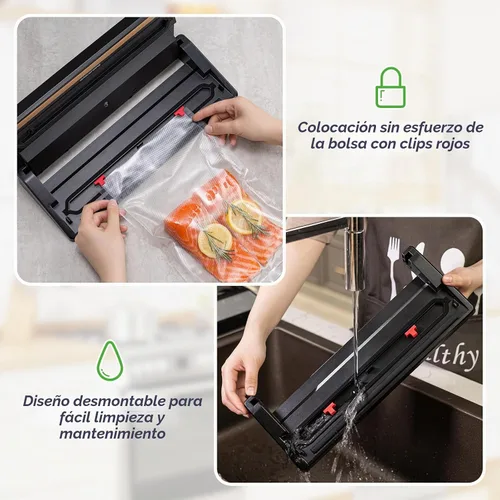 Vista 3 de [Usado] GERYON Sellador al vacío, máquina selladora al vacío para almacenamiento de alimentos con bolsas selladoras y rollo, sellador automático