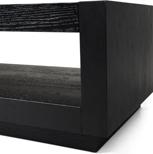 Vista 9 de Maven Lane Artemis Mesa de Café – Mesa Rectangular de 45 cm con Almacenamiento – Madera Sólida Negra – Ideal para Sala de Estar y Salón