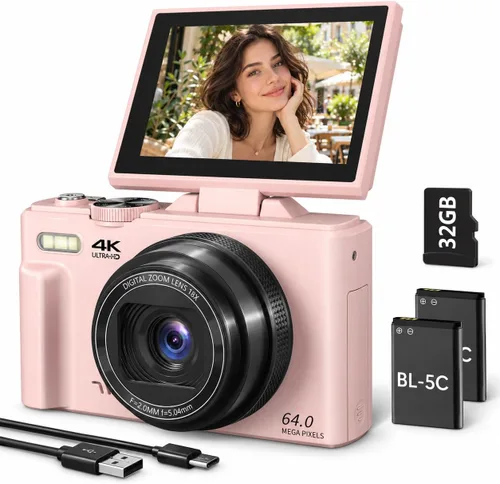 Vista 9 de Cámaras 4K para fotografía, cámara de vlogging digital de 64MP para YouTube Negro-W08