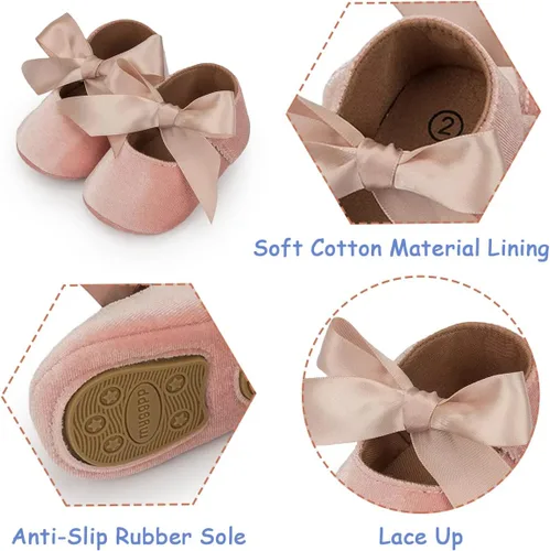 Vista 3 de Morbido - Zapatos planos Mary Jane para bebés y niñas, suela suave antideslizante con nudo de lazo, zapatos de vestir de princesa para boda