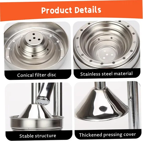 Vista 5 de Hand Juicer Press Stainless Steel Hand Press Manual Juicer, Effortless Fruit Squeezer for Oranges, Citrus, Lemons and More