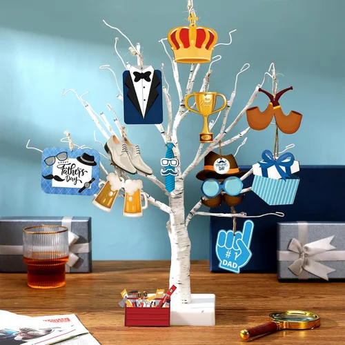 Vista 5 de Maitys 24 adornos colgantes de madera para el día del padre, decoración del día del padre, colgante colgante para el día del padre, decoraciones