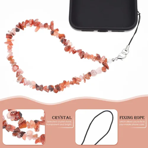 Vista 3 de UKCOCO Cordón de teléfono celular con cuentas de cristal para teléfono móvil, correa de muñeca para teléfono, llavero y cámara, Cristal, cristal