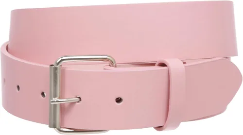 Vista 9 de Beltiscool 1 1/2" (38 mm) Snap On Plain Leather Jean Belt con hebilla de rodillo Amarillo