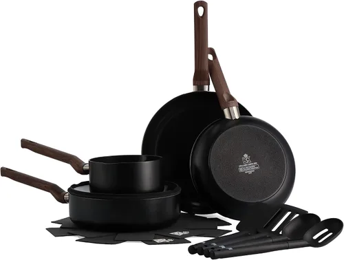 Vista 6 de BK Simply Ceramic, juego de sartenes antiadherentes de inducción de cerámica de 9.5 y 11 pulgadas, sin PFAS, apto para lavavajillas, color negro