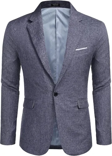 Vista 2 de Coofandy - Chaquetas de traje casuales para hombre, blazer liviano, abrigos deportivos de un botón