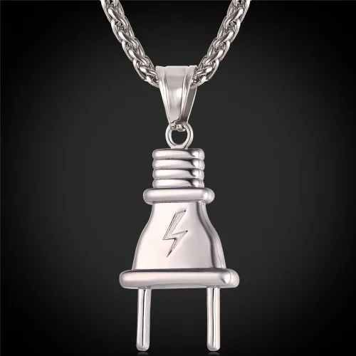 Vista 6 de U7 Punk Necklaces Stainless Steel 18K Gold Plated Large Hip Hop DaggerKnifeSwordSteampunk GearLarge Razor Blade Pendant Necklace for Men Women