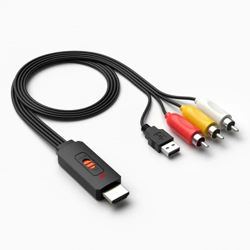 Vista 7 de Convertidor HDMI a AV Adaptador de convertidor compuesto HDMI a RCA, compatible con PAL/NTSC, soporte 1080P, compatible con Roku/Fire