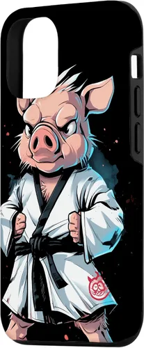 Vista 2 de iPhone 15 Karate Pig Taekwondo Martial Arts Fighter Case
