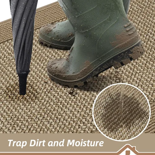 Vista 3 de BEQHAUSE Tapete para puerta interior de 20 x 32 pulgadas, tapete antideslizante para entrada, lavable, resistente a la suciedad, tapete