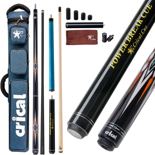 Vista 19 de CRICAL Pool Cue Set, 58" Pro Taper Carbon Fiber Playing Stick with 12.5mm Tip, 3/8×8 Joint, 54.3" Maple Jump Break Stick with 13.5mm Bakelite Tip