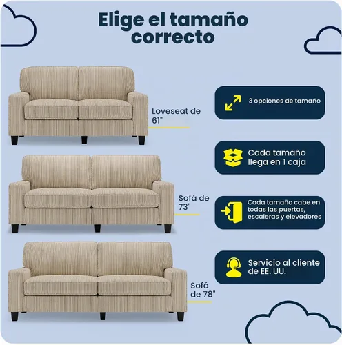 Vista 12 de Serta Palisades Sofás Tapizados para Sala, Sofá de Diseño Moderno, Tela, Beige