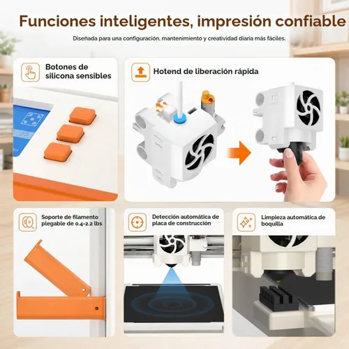 Vista 6 de ENTINA TINA2C Impresora 3D para principiantes totalmente montada Mini Naranja