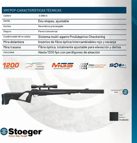 Vista 6 de Stoeger XM1 PCP Airgun + Scope - .22 Caliber with Fiber-Optic Sights and 4 x 32 Scope