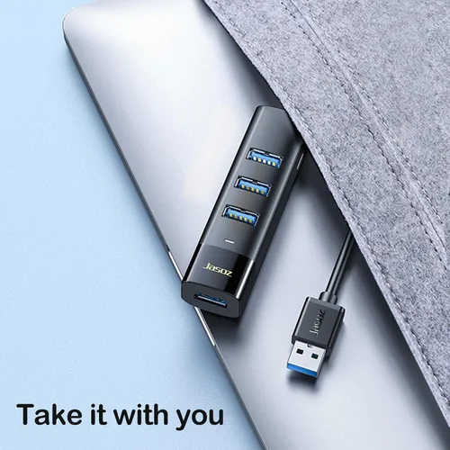 Vista 7 de 4-en-1 USB C Hub 1ft Cable USB 3.0 Puertos Laptop PC Sincronización rápida de datos de 5 Gbps, cable corto de 12 pulgadas, ultra delgado