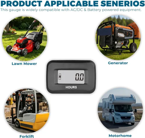 Vista 9 de Runleader Medidor digital de horas para cortacésped, generador de motocicleta, tractor agrícola, compresor marino, motosierra y otros dispositivos
