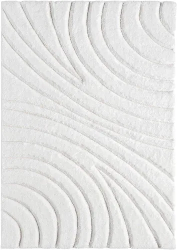 Vista 3 de LUXE WEAVERS - Alfombra moderna geométrica de pelo largo, color crema, 5 x 7