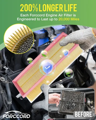 Vista 4 de Paquete de 2 filtros de aire de motor para Audi A3 2008-2013, Q3 2015-2018, TT 2009