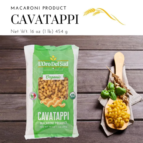Vista 4 de L'Oro Del Sud Pasta Cavatappi orgánica, 100% trigo duro, pasta italiana, producto de alta calidad de Italia, sin OMG, corkskrew, vegano, kosher, 16