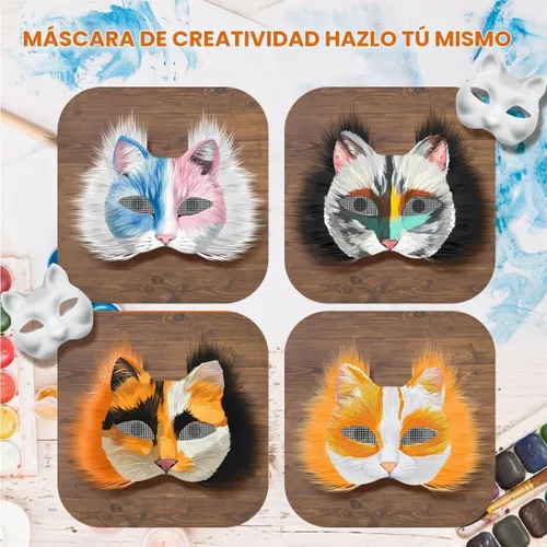 Vista 8 de MAELSTROM 10PCS Cat Masks Therian Mask White Blank Animal Mask Base Halloween Costume Masquerade for Holiday Party