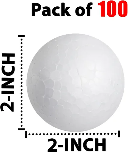Vista 2 de Paquete de 100 bolas de espuma de 2 pulgadas, bolas grandes para manualidades, manualidades para el hogar, proyecto escolar, paquete de valor a