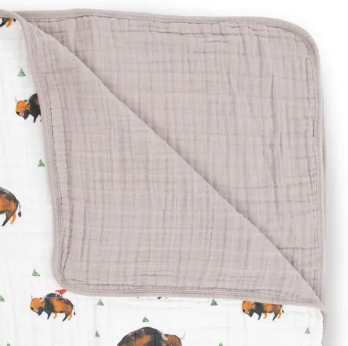 Vista 2 de Little Unicorn - Colcha de algodón original de muselina extrasuave de varias capas, para bebés y niños pequeños (bisontes)