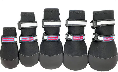 Vista 8 de Botas protectoras para patas de perro en neopreno, para todos los climas, con correas retráctiles en 5 tamaños., Negro