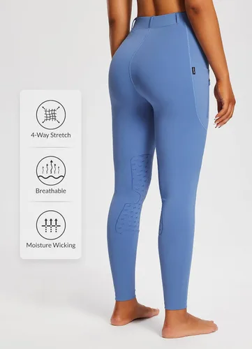 Vista 11 de baleaf Pantalones de equitación para mujer, pantalones ecuestres con parche en la rodilla, mallas de equitación con trabillas para cinturón
