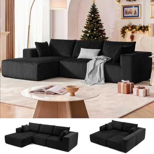 Vista 35 de Sofá seccional modular de 108", sofá seccional Cloud con asiento profundo, sofá modular moderno en forma de L con chaise, sofás tapizados sin Beige