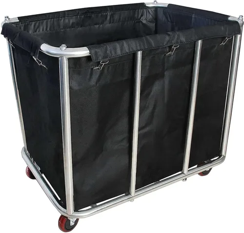 Vista 7 de Carrito de lavandería de 10 bushel con ruedas, resistente, industrial, para el hogar, color beige, grande, cesta de lavandería, cesta de servicio