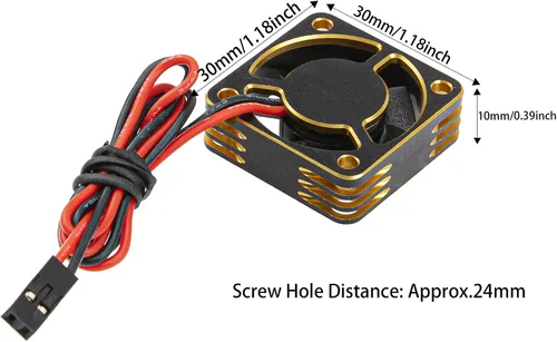 Vista 6 de ShareGoo Motor sin escobillas de aleación ESC Ventilador de refrigeración disipador de calor 28000RPM 1.181x1.181 in JST Plug para 1/8 1/10 1/12 RC
