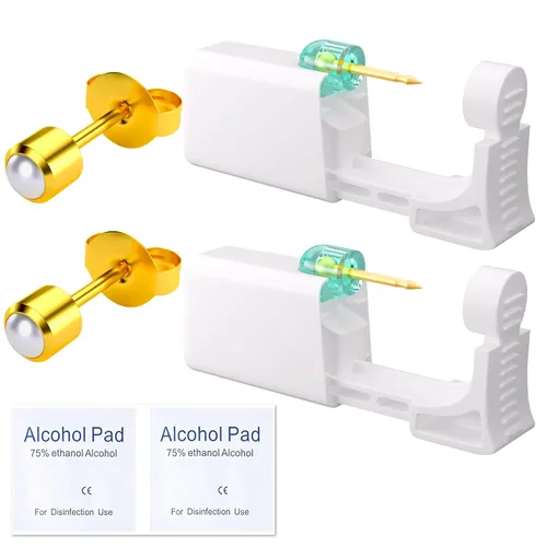 Vista 15 de Kit de perforación de orejas YINPAD - Pistola de perforación desechable cargada previamente con clavos de diferentes estilos de 5MM, kit