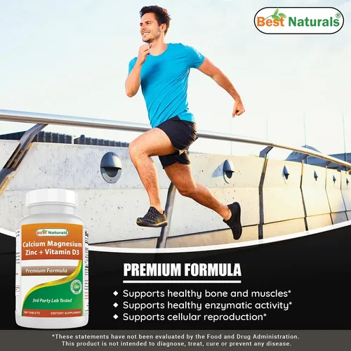 Vista 4 de Best Naturals Calcio Magnesio Zinc con Vitamina D3 y Vitamina K2 (MK7) con D3