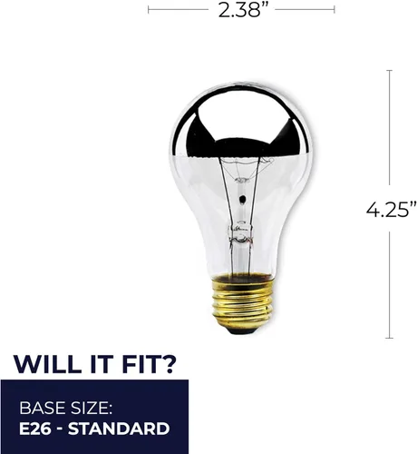 Vista 3 de Bulbrite 60A19HM - Medio espejo A19 de 60W (12/120)