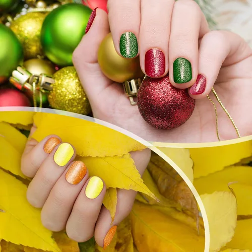 Vista 5 de Maitys 192 piezas de 16 hojas de esmalte de uñas con purpurina, tiras autoadhesivas de brillo de color sólido, calcomanías de envoltura completa