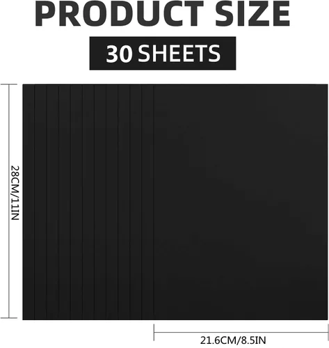 Vista 2 de 30 hojas de cartulina negra de 8.5 x 11 pulgadas, 250 gsm/90 libras, papel de cartulina grueso y suave, perfecto para invitaciones, menús, tarjetas